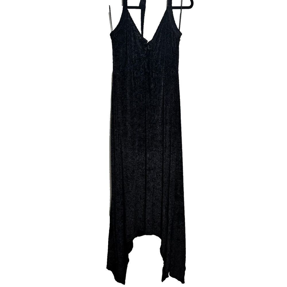 Killstar Womens Gothic Velvet Halter Black Stretch Witchy Starry Eyed Maxi Dress - Picture 4 of 13
